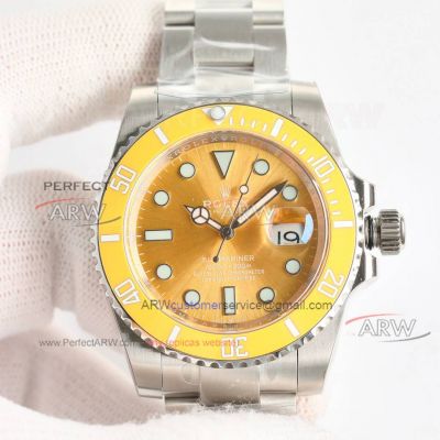 Swiss Replica Rolex Submariner Yellow Sunburst Dial 3135 Watch 904L Oyster